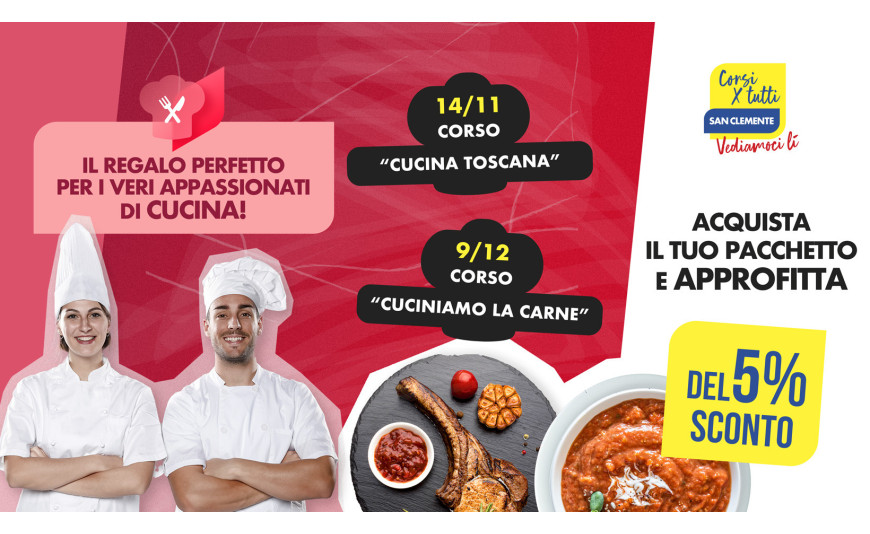 Cerchi un regalo per gli amici appassionati di cucina? Scopri le proposte del San Clemente. Cerchi un regalo per gli amici appassionati di cucina? Scopri le proposte del San Clemente.
