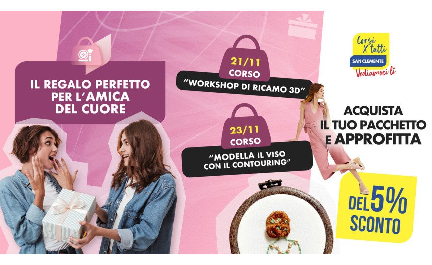 Cerchi il regalo perfetto per la tua amica del cuore? Scopri le proposte del San Clemente. Cerchi il regalo perfetto per la tua amica del cuore? Scopri le proposte del San Clemente.